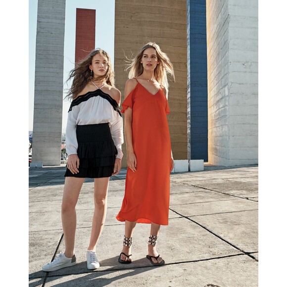 $495 NWT Alexander Wang Sz 2 Stretch Cold Shoulder Midi Dress Red Scarlet B1 - Picture 3 of 7